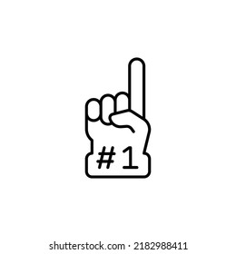 Number 1 foam glove icon. Simple outline style. Fan logo hand with finger up. Thin line vector illustration isolated on white background. EPS 10.