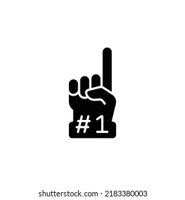 Number 1 foam glove icon. Simple solid style. Fan logo hand with finger up. glyph vector illustration isolated on white background. EPS 10.