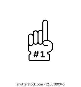 Number 1 foam glove icon. Simple outline style. Fan logo hand with finger up. Thin line vector illustration isolated on white background. EPS 10.