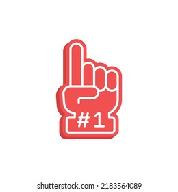 Number 1 foam glove icon. Simple flat style. Fan logo hand with finger up. Vector illustration isolated on white background. EPS 10.