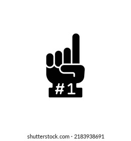 Number 1 foam glove icon. Simple solid style. Fan logo hand with finger up. glyph vector illustration isolated on white background. EPS 10.