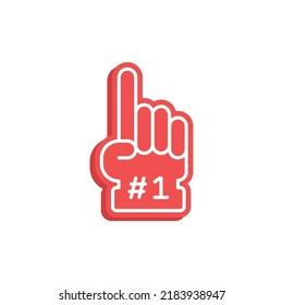 Number 1 foam glove icon. Simple flat style. Fan logo hand with finger up. Vector illustration isolated on white background. EPS 10.