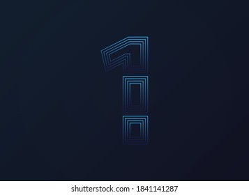 Number 1 font, digital technology design, network concept.  Vector illustration

