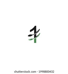 Number 1 with fork and spoon logo icon design vector illustration