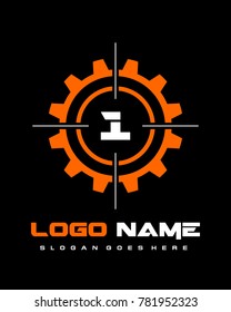Number 1 gear target logo template vector