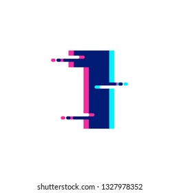 Number 1 Glitch Style Numerical Logo Vector 
