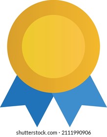 number 1 gold award with blue stripes on white background