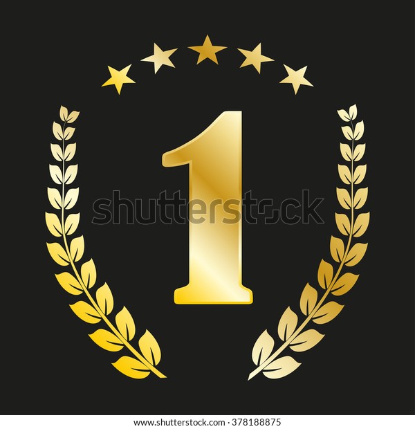 Number 1 Gold Color Laurel Wreath Stock Vector (Royalty Free) 378188875