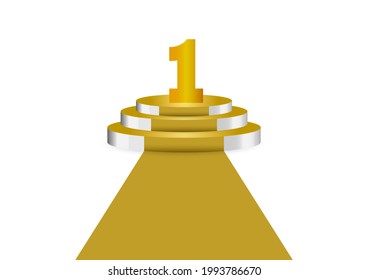 number 1 gold color on gold podium is the winner is in first Vector illustration isolated white background