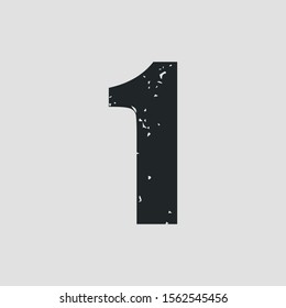 Number 1 grunge style. Vector eps10