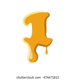 Number 1 from honey icon isolated on white background. Figure symbol