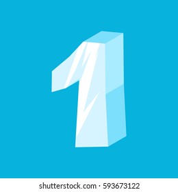 Number 1 ice. Icicles font one. Frozen alphabet symbol. Iceberg ABC sign