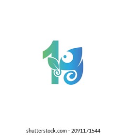 Number 1 icon with chameleon logo  design template vector