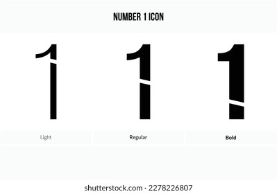 Number 1 icon .Light, Regular And Bold style design isolated on white background