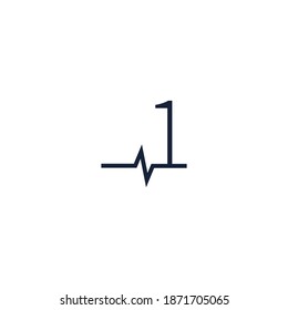 Number 1 icon logo combined with pulse icon design template