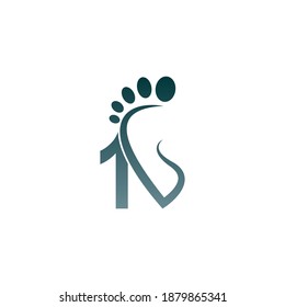 logotipo de icono de número 1 combinado con plantilla de diseño de icono de huella