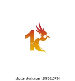Number 1 icon with phoenix logo design template illustration