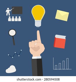 number 1 and idea / plan / flat design / vector / illustration