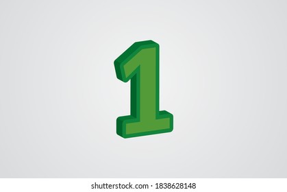 Number 1. Isometric lettering font with green gradient - Shutterstock ID 1838628148
