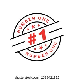 Number 1 Letter Rubber Stamp Vector Template