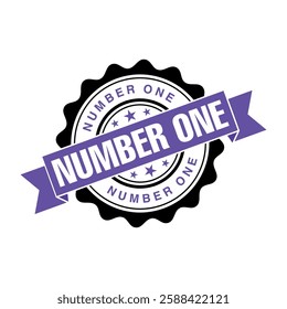 Number 1 Letter Rubber Stamp Vector Template