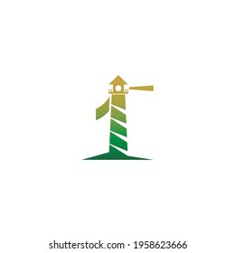 Number 1 with lighthouse icon logo design template vector 
