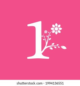 Number 1 Linked Fancy Logogram Flower. Usable for Business and Nature Logos.