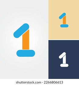 Number 1  Loge Design Vector