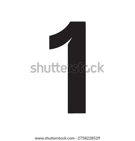 number 1 Logo, black isolated silhouette