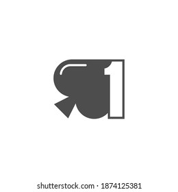 Number 1 logo combined with spade icon design vector