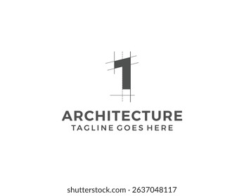 number 1 logo, creative architecture design, vector illustration, isolated on transparent background 