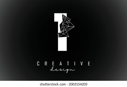 Number 1 logo design with broken stone detail. Vector Illustration with geometrical effect and creative number. 