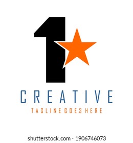 number 1 logo design with star next to it