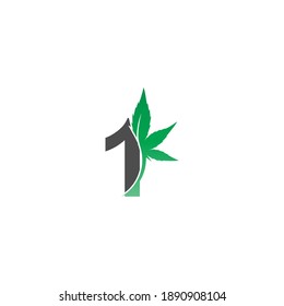Number 1 logo icon with cannabis leaf design vector illustration