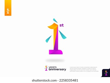 Number 1 logo icon design, 1st birthday logo number, 1st anniversary.