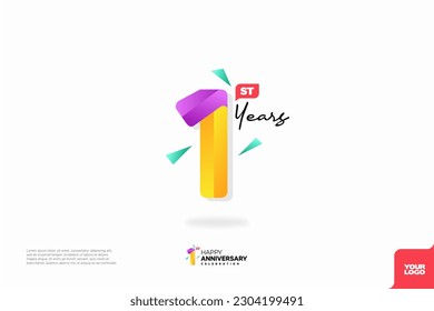 Number 1 logo icon design, 1st birthday logo number, anniversary 1