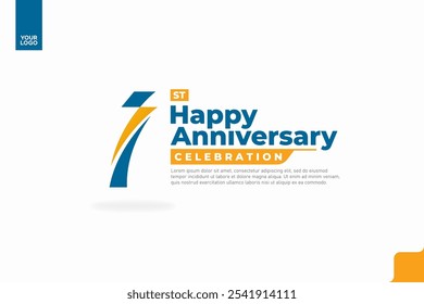 Número 1 diseño del icono del logotipo, número del logotipo del 1er cumpleaños, aniversario 1