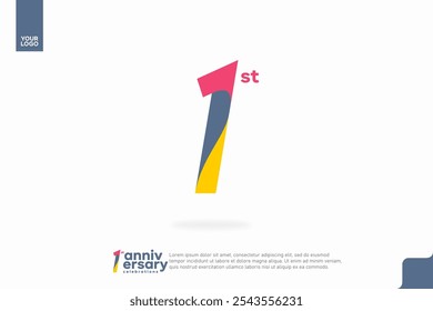 Number 1 logo icon design, 1st birthday logo number, anniversary 1