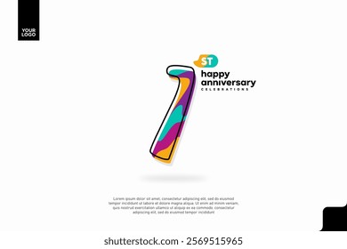 Number 1 logo icon design, 1st birthday logo number, anniversary 1