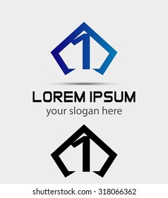 Number 1 logo icon design template elements
