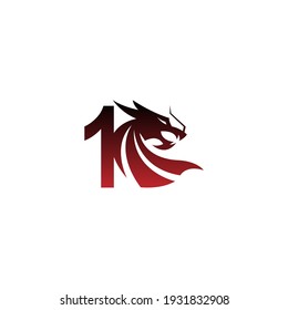 Number 1 logo icon with dragon design vector illustration