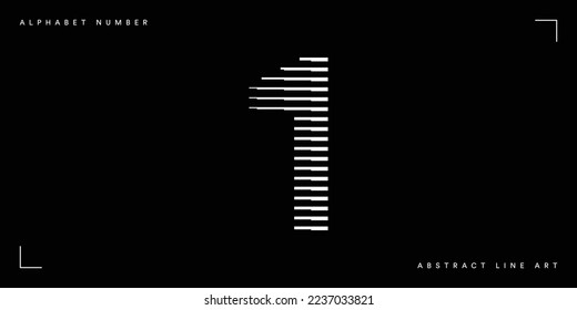 Number 1 Logo Icon Geometric Horizontal Stripe Lines