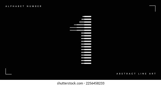 Number 1 Logo Icon Geometric Horizontal Stripe Lines