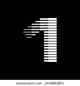 Number 1 Logo Icon Geometric Horizontal Stripe Lines