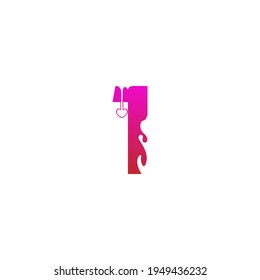 Icono del logotipo número 1 con la plantilla de diseño del símbolo de amor de fusión vector