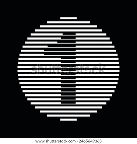 Number 1 Logo Icon Round Geometric Horizontal Stripe Lines