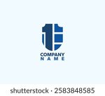 The number 1 logo on a shield in a classic and elegant style. Suitable for company logos operating in the education sector.