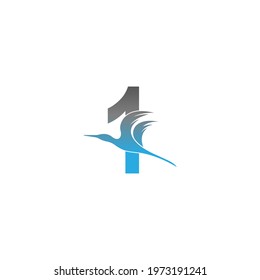 Number 1 logo with pelican bird icon design vector