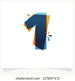 Number 1 logo with square splashes. Color overlay style.