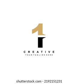 Number 1 logo template design with a cut concept. 1 luxury. typography , monogram number. suitable for business logos, product marketing, company, anniversaries, celebrations, birthdays, anniversaries